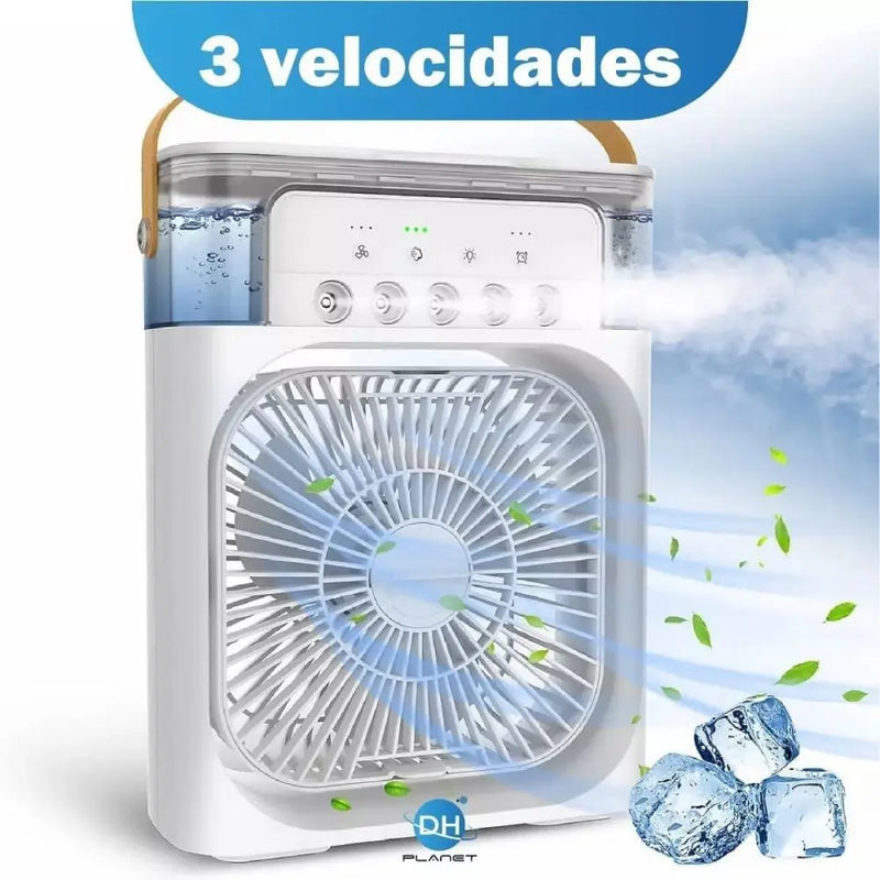 Ventilador Portatil De Mesa Mini Ar Condicionado Umidificador Climatizador Led Agua E Gelo 3 Velocidades Led