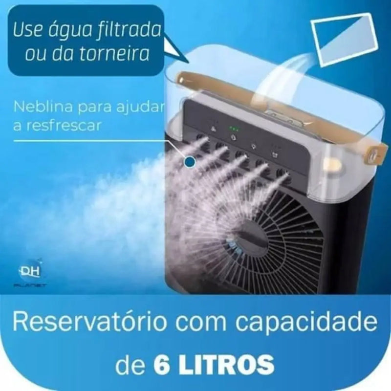 Ventilador Portatil De Mesa Mini Ar Condicionado Umidificador Climatizador Led Agua E Gelo 3 Velocidades Led