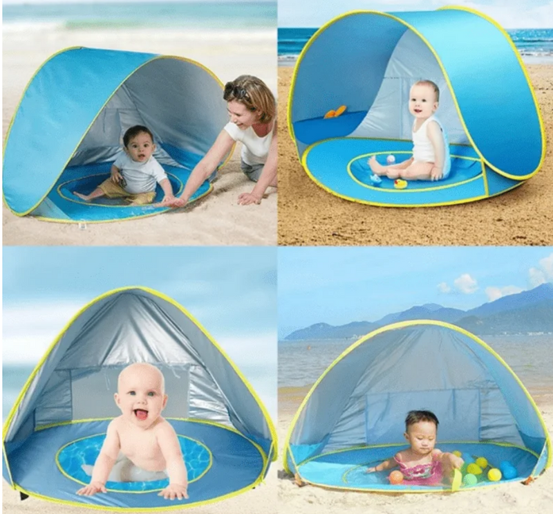 Barraca de Praia Infantil com Piscina e Proteção Solar UV - Oferta Exclusiva ATCOS