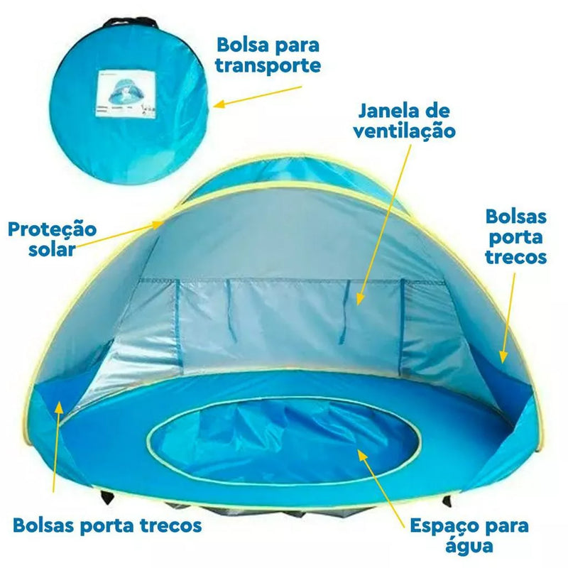 Barraca de Praia Infantil com Piscina e Proteção Solar UV - Oferta Exclusiva ATCOS