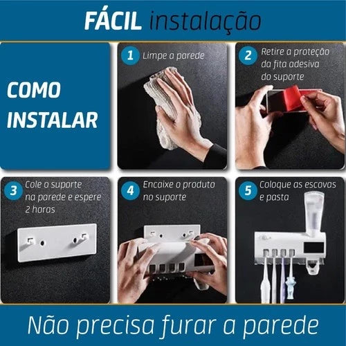 Suporte Escova de Dentes Esterilizador Com Luz UV Antibacteriano Decoracão Banheiro