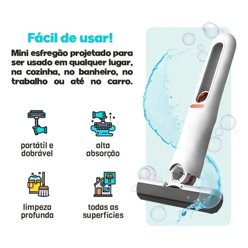 Mini Mop Portátil Pano Limpeza Mesa Portátil Absorve Espreme Sujeira Esfregão 2