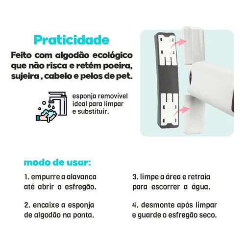 Mini Mop Portátil Pano Limpeza Mesa Portátil Absorve Espreme Sujeira Esfregão 2