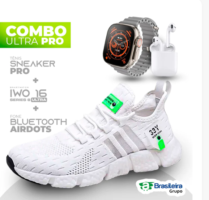 Combo em Oferta 3x1 TÊNIS NEWFIT + IWO SERIES 8 ULTRA + FONE BLUETOOTH PRO | ENVIO IMEDIATO | FRETE GRÁTIS | 12