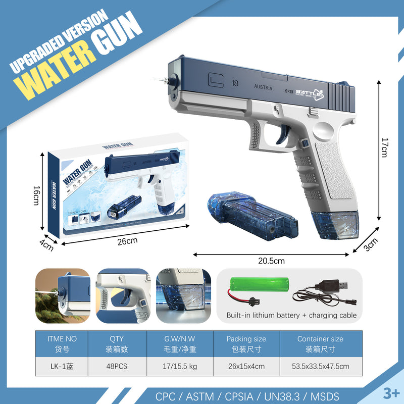 Spot cross-border explosive Glock electric burst water gun toy children wholesale bared water gun summer water pistol