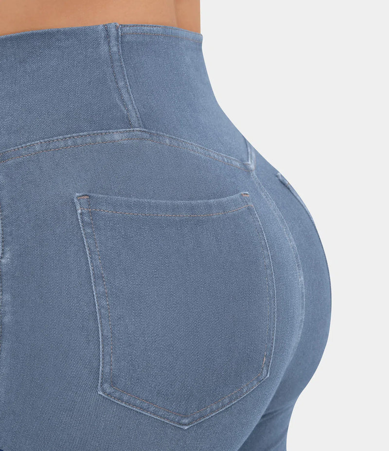 Calça jeans Mab™ de cintura alta cruzada [ÚLTIMO DIA DE VENDA 🔥] + Frete grátis para todo o Brasil