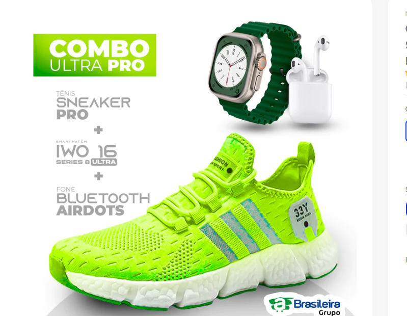 Combo em Oferta 3x1 TÊNIS NEWFIT + IWO SERIES 8 ULTRA + FONE BLUETOOTH PRO | ENVIO IMEDIATO | FRETE GRÁTIS | 12